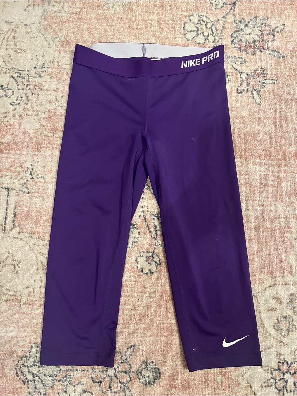 Nike Purple Capri Leggings with White Swoosh